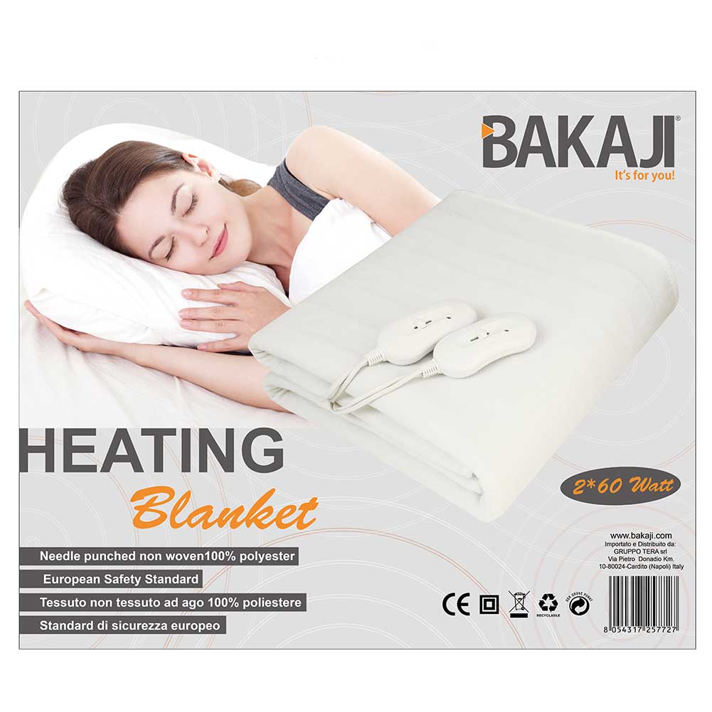 Coperta Elettrica Termica Letto Matrimoniale Coprimaterasso Scaldaletto 2x60W - 2