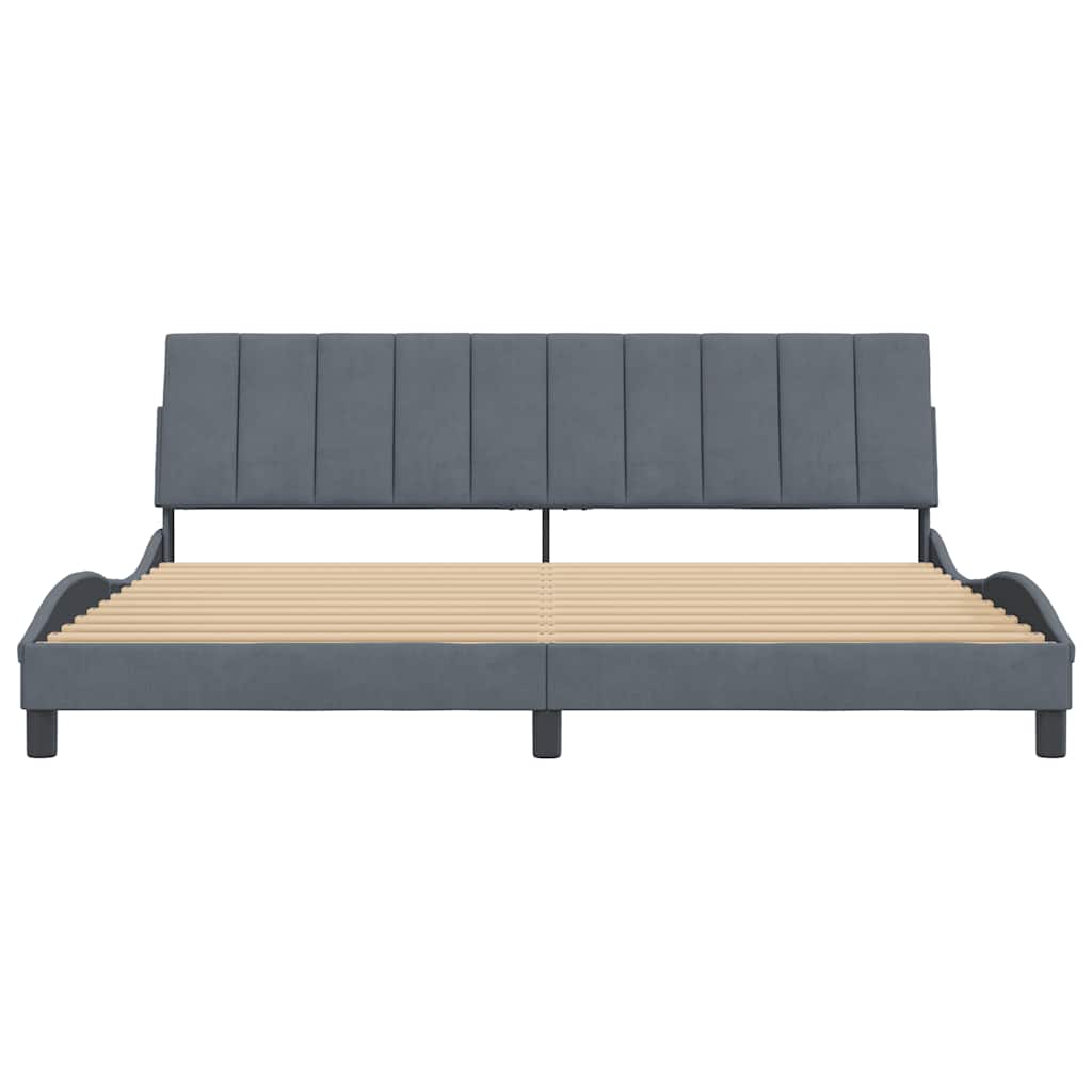 Cadre de lit sans matelas velours gris foncé 200x200 cm - 6