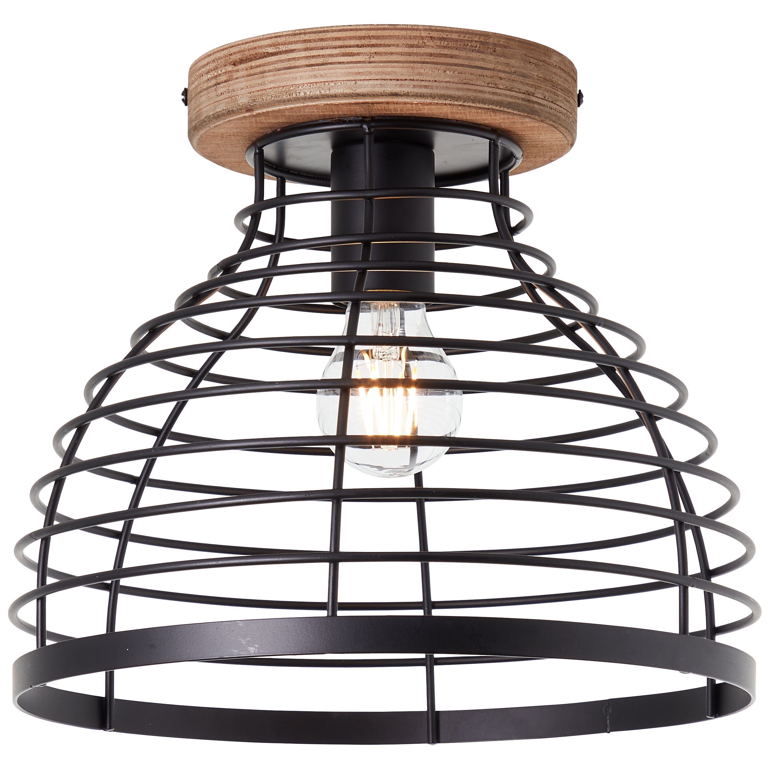 Lampa sufitowa Brilliant Avia 30cm czarny/drewno, metal/drewno, 1x A60, , 52W