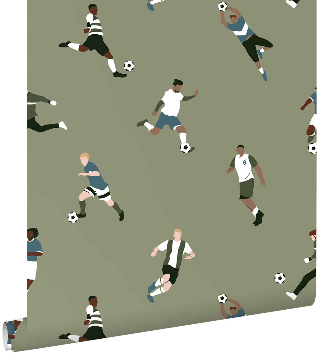 Tapeta piłkarze ciemnej zieleni - 50 x 900 cm - ESTAHOME