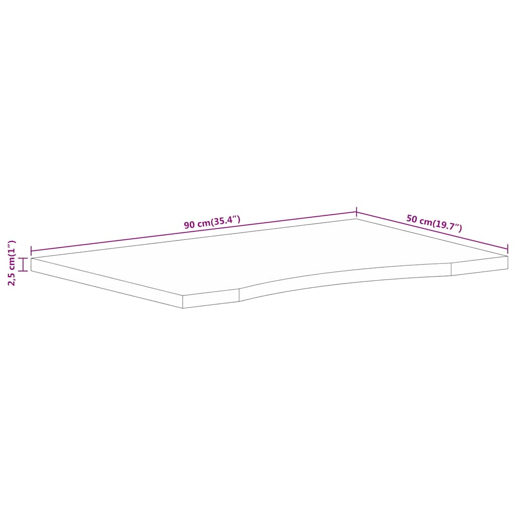 Maison Exclusive - Dessus de bureau avec courbe 90x50x2,5 cm manguier massif brut - 8
