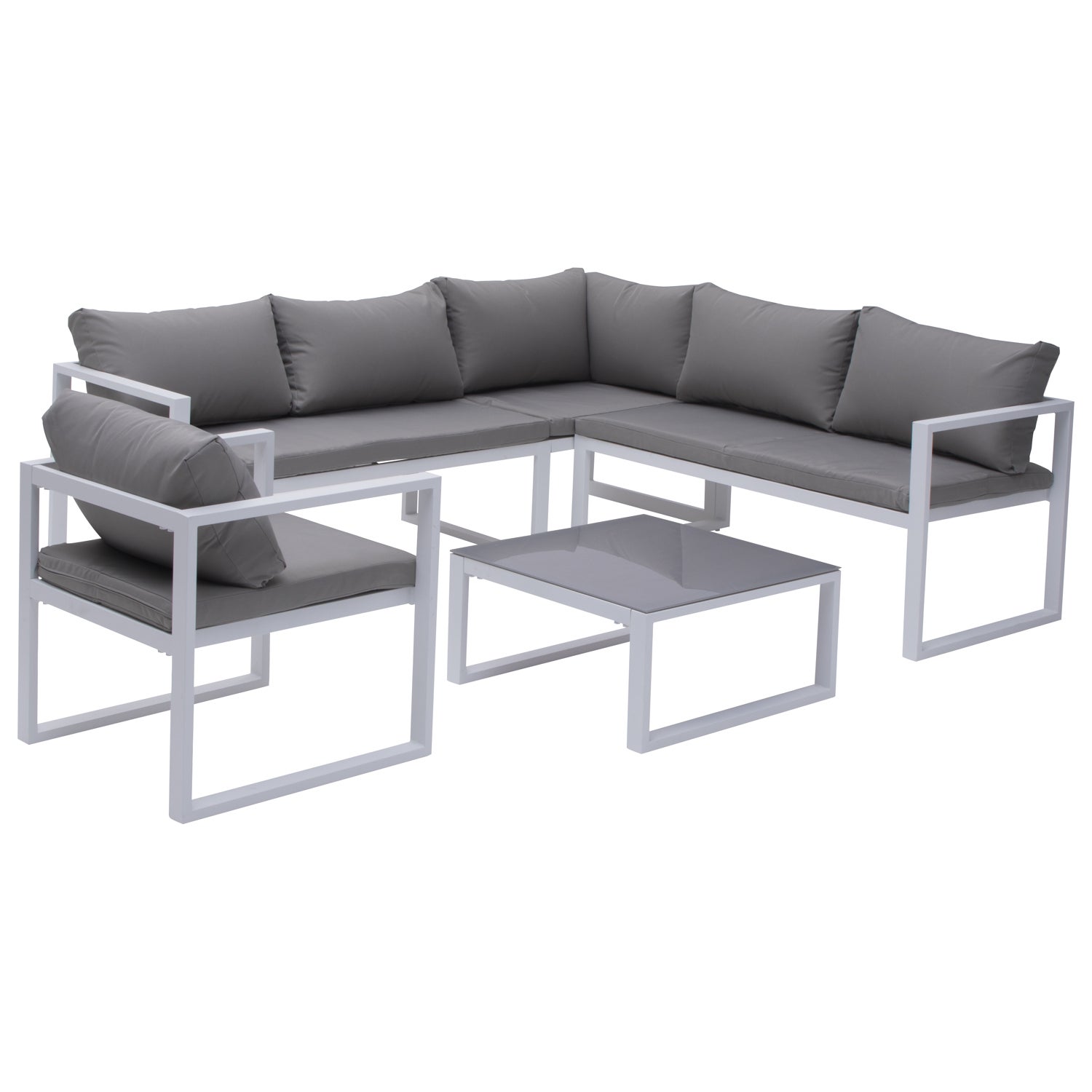 Salon de jardin modulable 7 places gris et blanc en aluminium IBIZA - 3