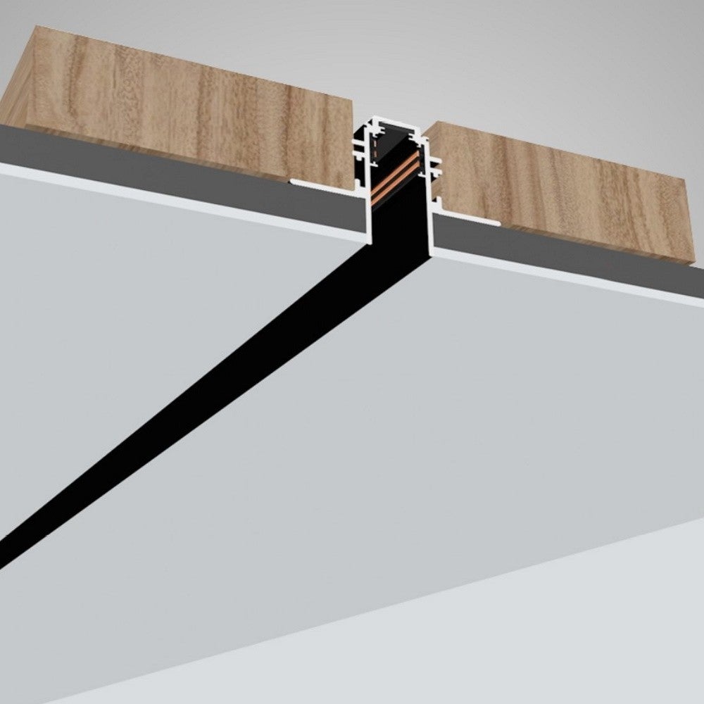 Rail encastré magnétique noir de 1mt 48V pour projecteurs LED sur rail - 6