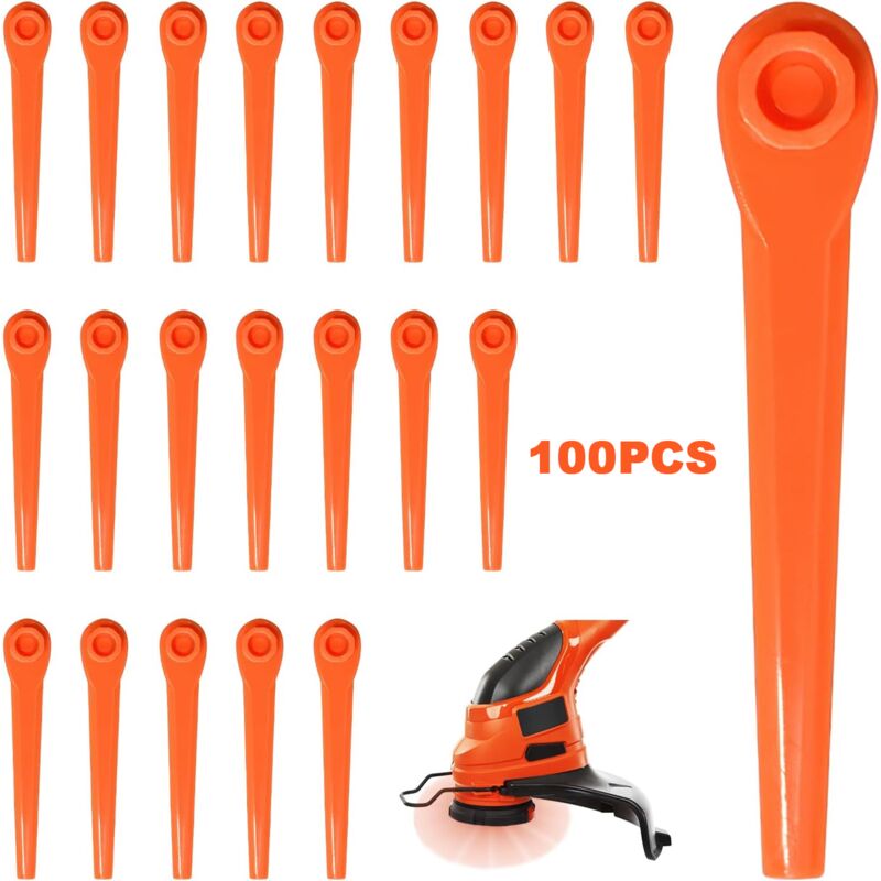 Ostrza do podkaszarki 70 mm, Zestaw 100 ostrzy zamiennych, Plastikowe ostrze do krawędziarki do podkaszarek Gardena 9823 9825 9820 982