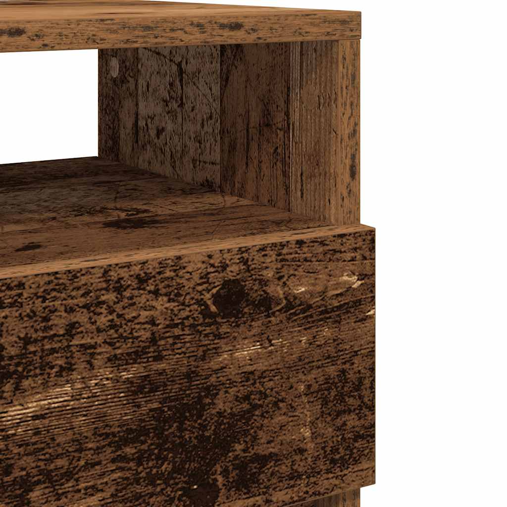 Tables de chevet 2 pièces avec 2 tiroirs vieux bois 40x33x60 cm - 9