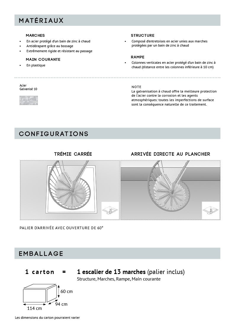 Zeta - Escalier en colimaçon - Ø 120 cm - 13 Marches - 3