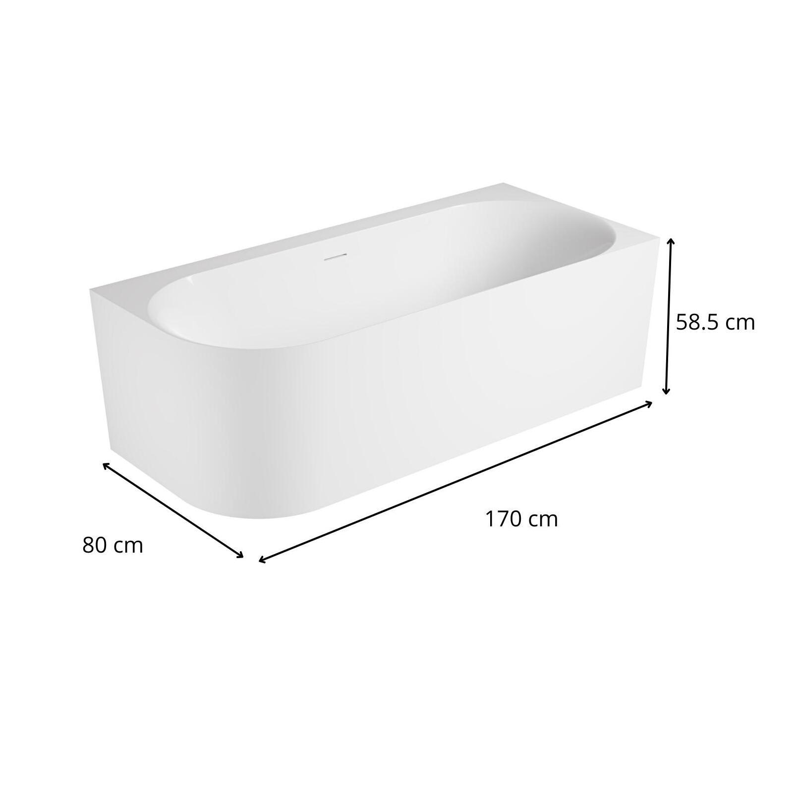 Baignoire acrylique Lucite FORMA semi-îlot blanche 170cm - Angle droit - 3