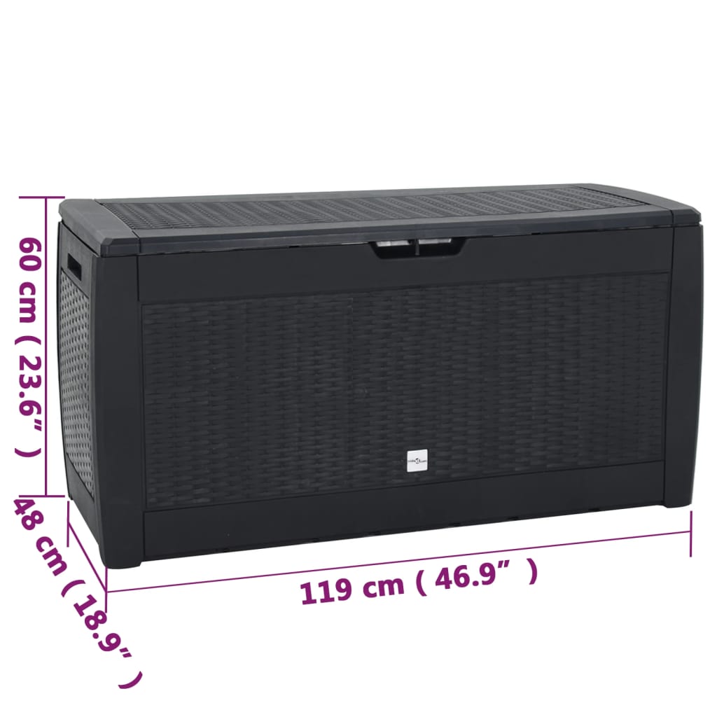 Baule da giardino 119 x 48 x 60 cm polipropilene antracite 02_0013141 - 7