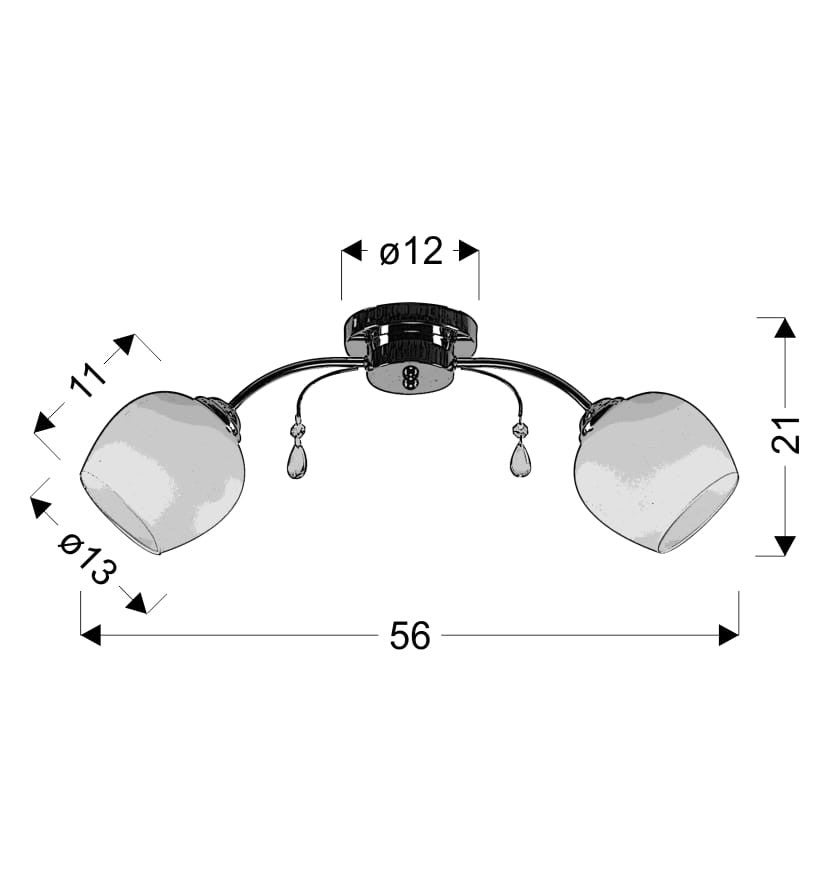 Lampa sufitowa Zachera chromowana biała 2xE27x40W wym: 21 x 56 x 56 cm metal Candellux - 2