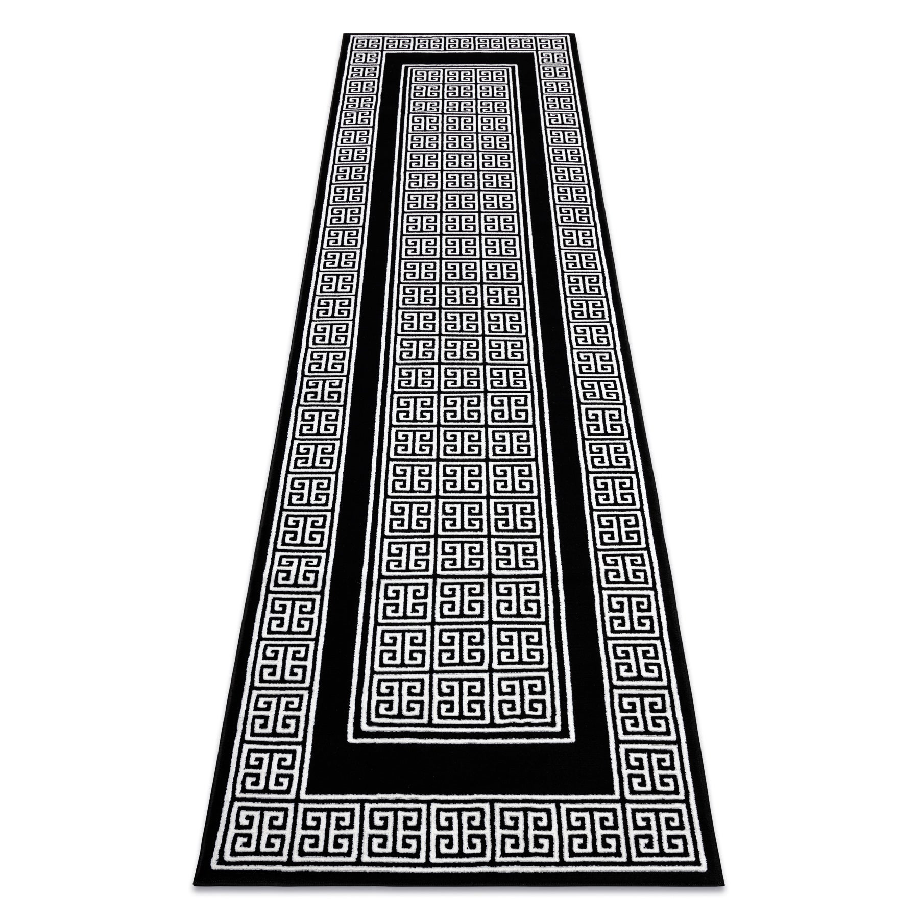 Dywan, Chodnik GLOSS nowoczesny 6776 85 stylowy, ramka, grecki czarny / kość słoniowa 60x300 cm