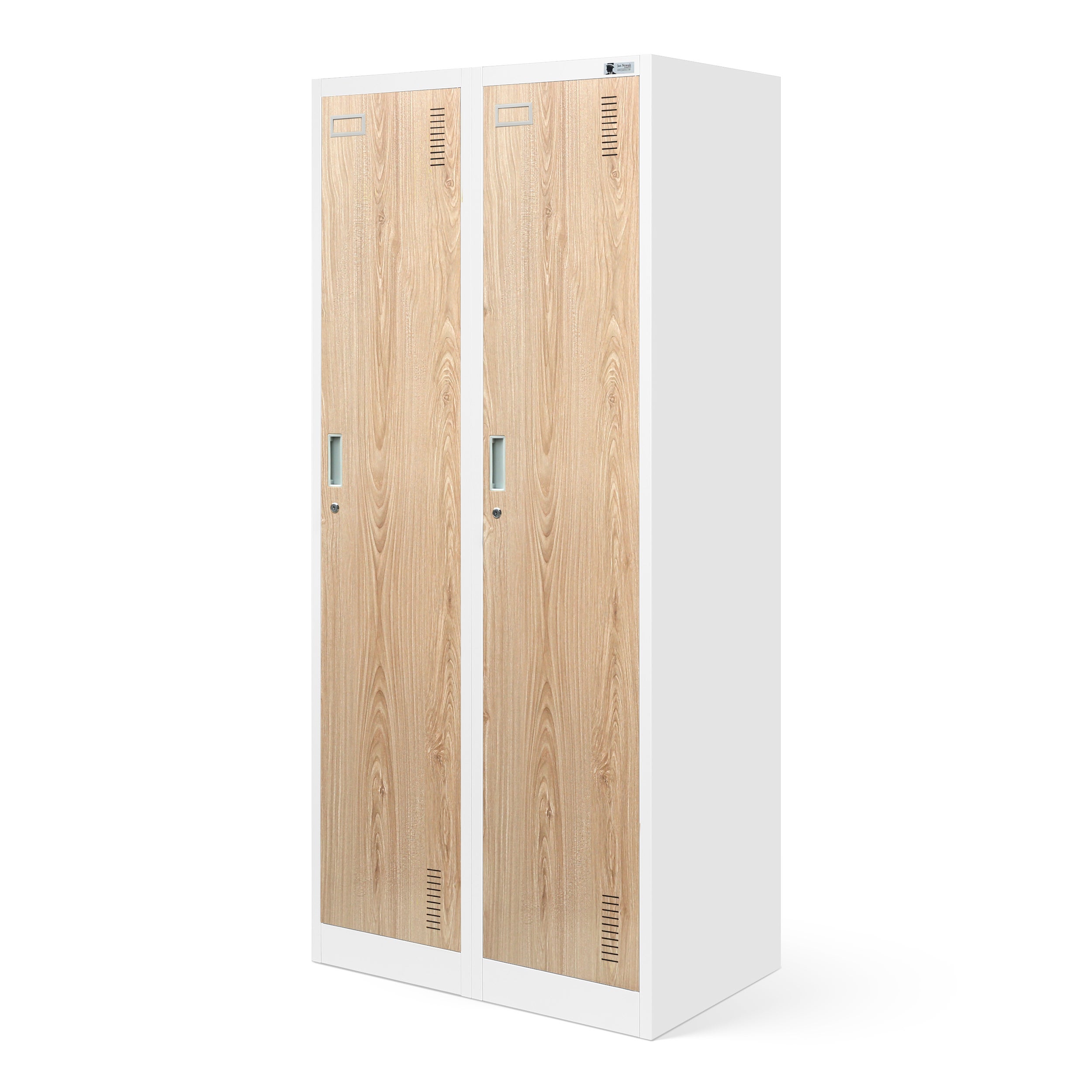 Metalowa Szafka BHP z 2 Przegrodami | 180 x 80 x 50 cm | Biała z Dekorem Drewna