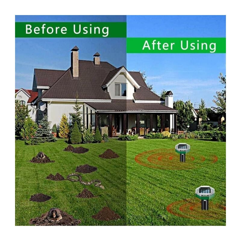 8 peças anti Toupeira Ultrassom Solar, Repulsivo de Toupeira Ultrassom Solar com IP65 Impermeável, Utilizável em Jardins, Terraços e Relvados - 4