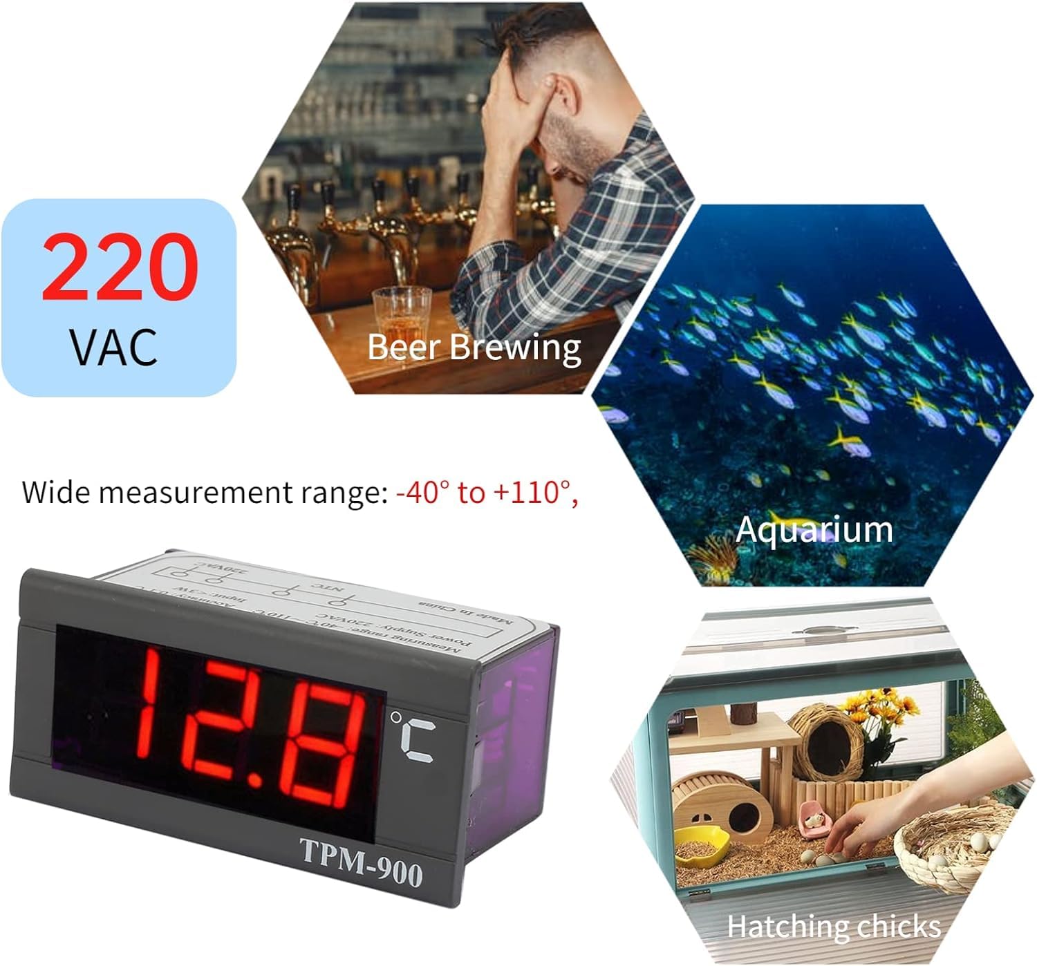 Controlador De Temperatura Digital TPM-900 220V – Panel LED, Rango -40°C A +110°C, Precisión ±1°C, Ideal Para Múltiples Usos