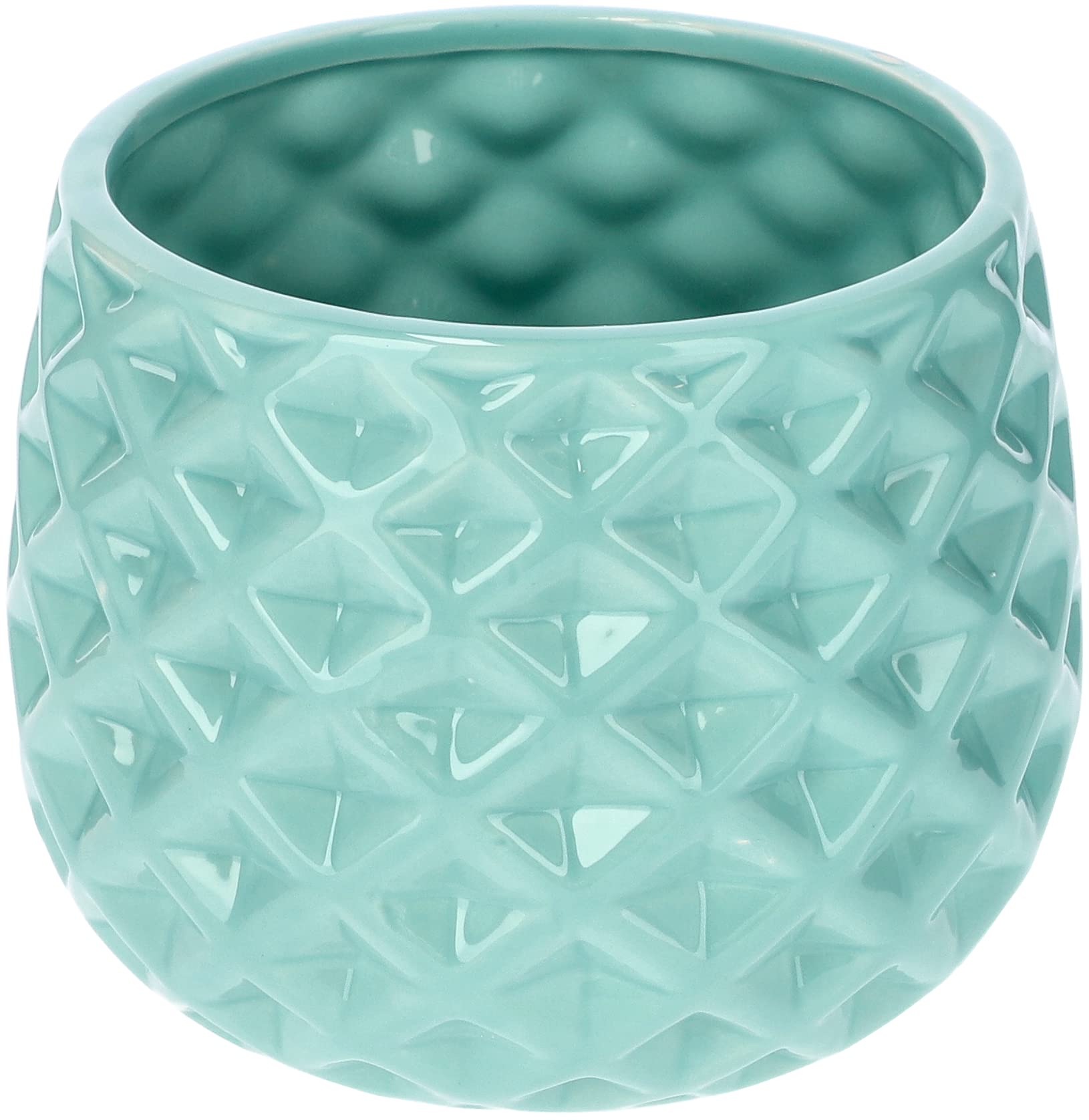 Zestaw 2x doniczka donica osłonka kwiaty fi14 ceramiczna szkliwiona srebrna - KOTARBAU - 4