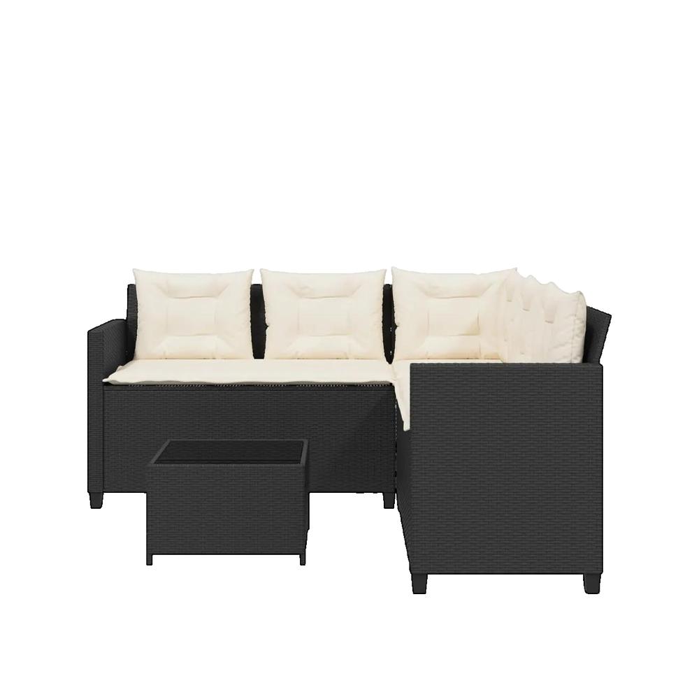 Sofa ogrodowy vidaXL w kształcie L czarny z rattanu syntetycznego z zdejmowanymi poduszkami
