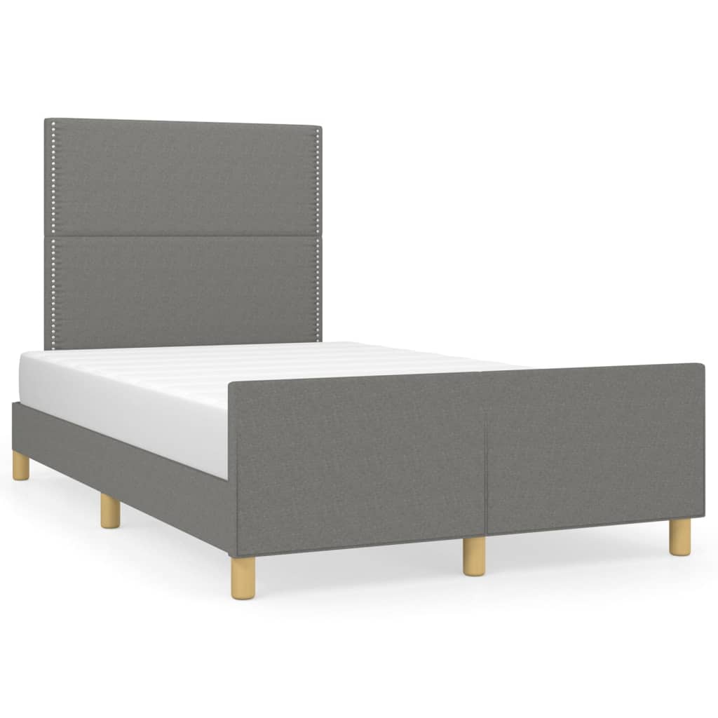 Cadre de lit sans matelas, tissu, gris foncé, pour la chambre, 120 × 200 cm - 2