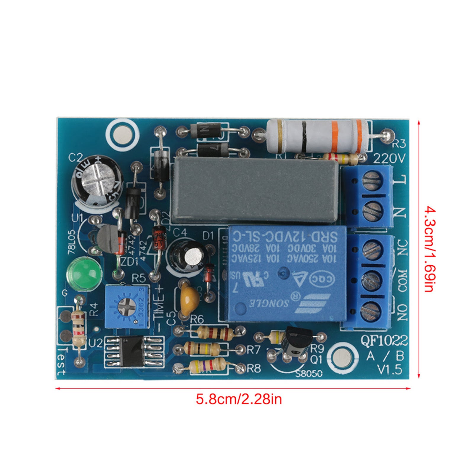 Modulo relè di spegnimento con timer regolabile da 220 V CA (carico da 0 a 10 ore) - 6