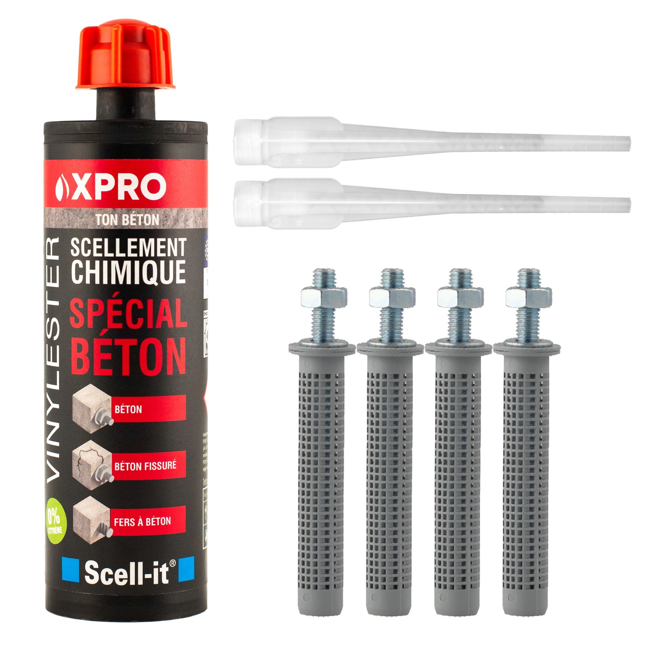 SCELL IT Kit Résine X PRO 160ml Ton Béton Avec 4 Tiges Acier M8 Et 4 — free download