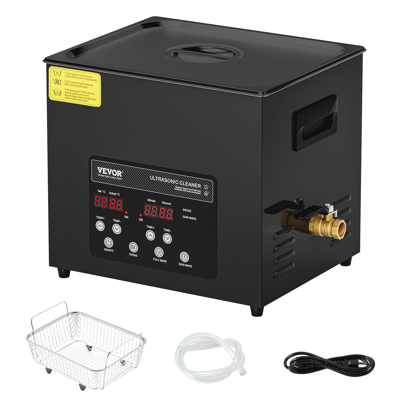 Nettoyeur ultrason VEVOR, inox, 10 L, 240 W, numérique, mode doux & dégazage, chauffage & minuterie, pour prothèses/bijoux/outils, noir - 9