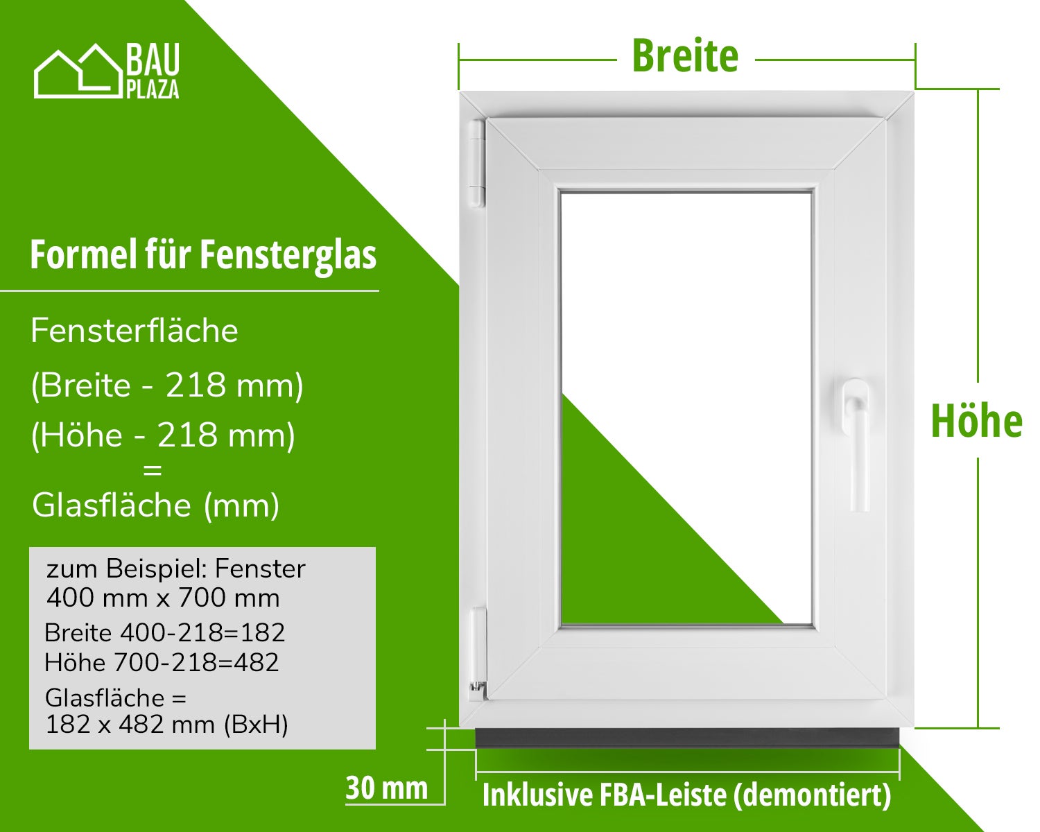 BauPlaza - Fenêtre PVC 60 x 90 cm d'ouverture Gauche double vitrage Toutes les tailles blanc Largeur x Hauteur 600 x 900 mm Oscillo-battant - 2