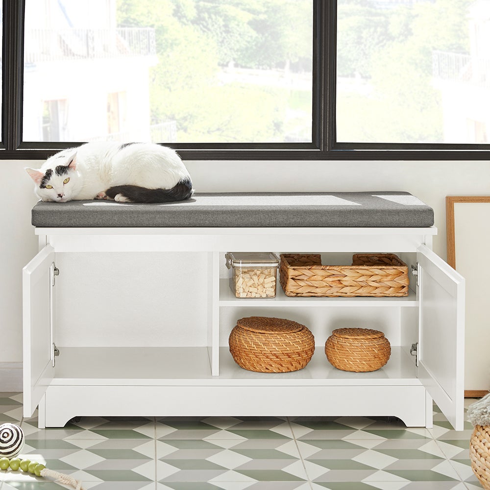 SoBuy Szafka ławka z siedziskiem schowkiem domek kota przedpokój FSR136-W - 6