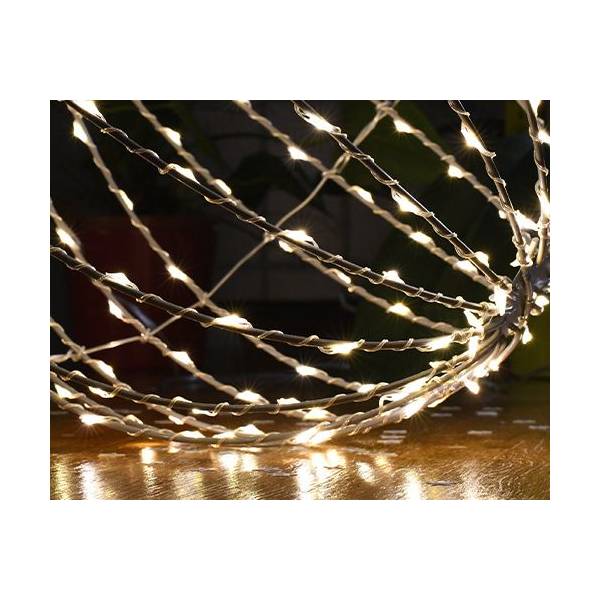 Sphère lumineuse Gaia pliable argenté 30CM 180 micro-LED Ivoire file transparent Chromex - 4