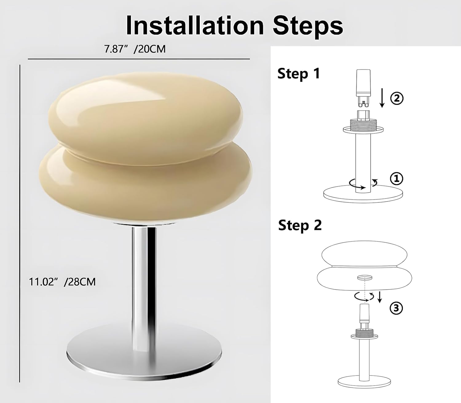 Lampe champignon vintage pour table de nuit, lampe de bureau moderne milieu du siècle, petite lampe de chevet rétro dimmable - 9