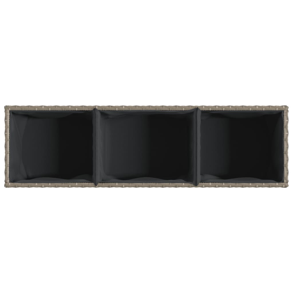 Jardinière bac lit surélevé plantes fleurs terrasse jardin avec 3 pots 105 x 30 x 32 cm résine tressée gris 02_0038085 - 5