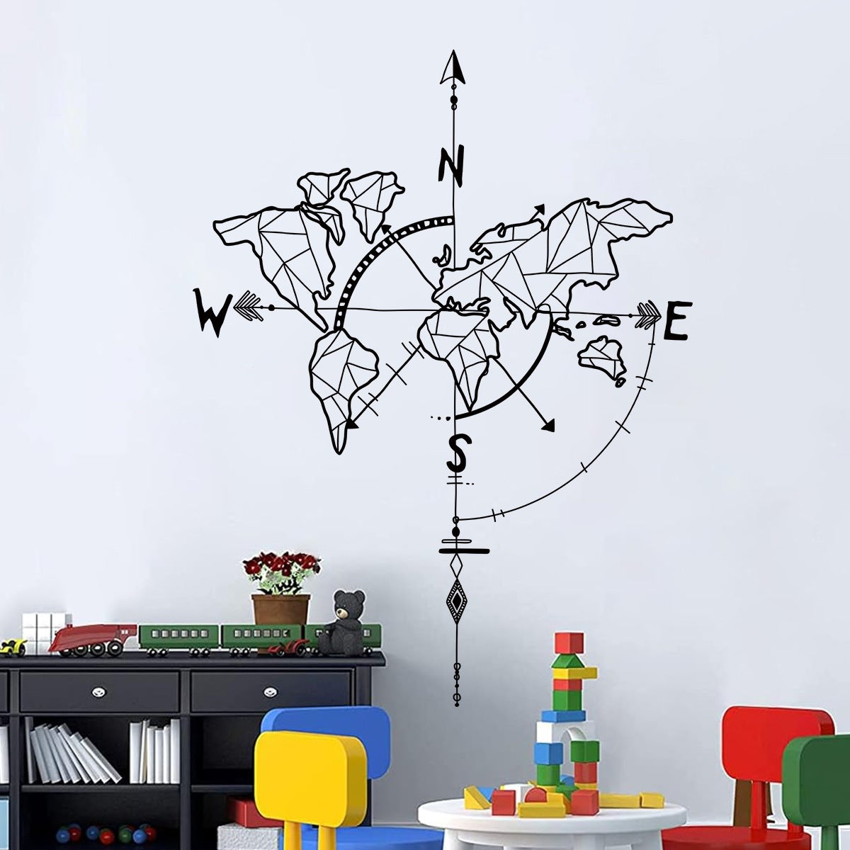 Carte Du Monde Voilier 3D – Autocollant Mural, Papier Peint, Peinture Murale Amy B539