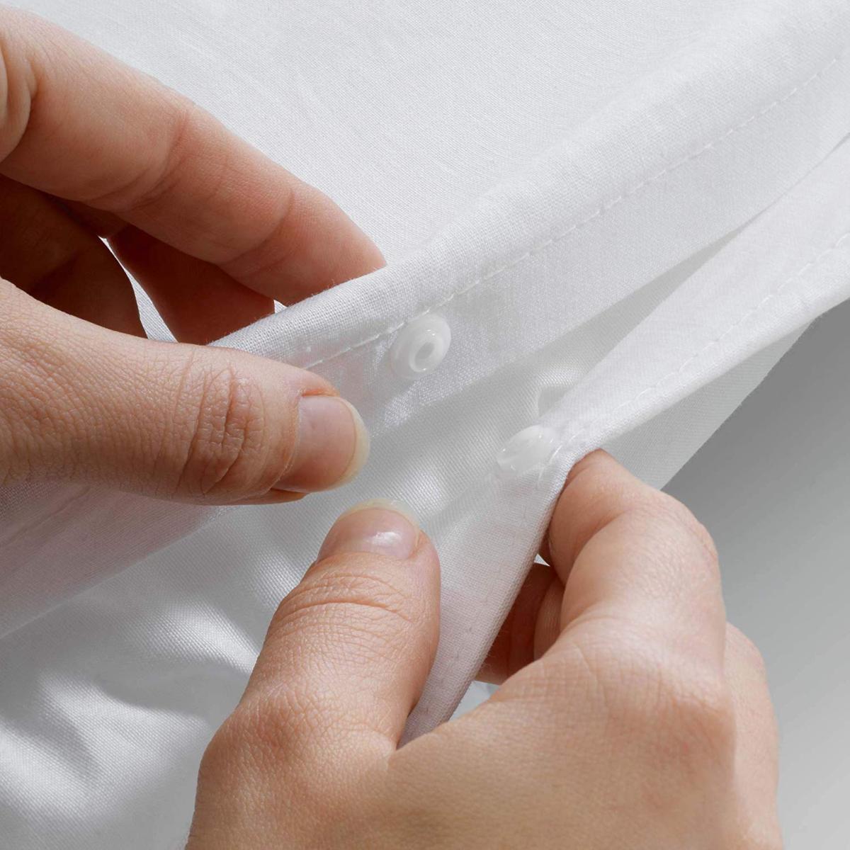 Housse de couette 2 personnes 240 x 220 cm – Percale de coton 78 fils – Blanc - 4