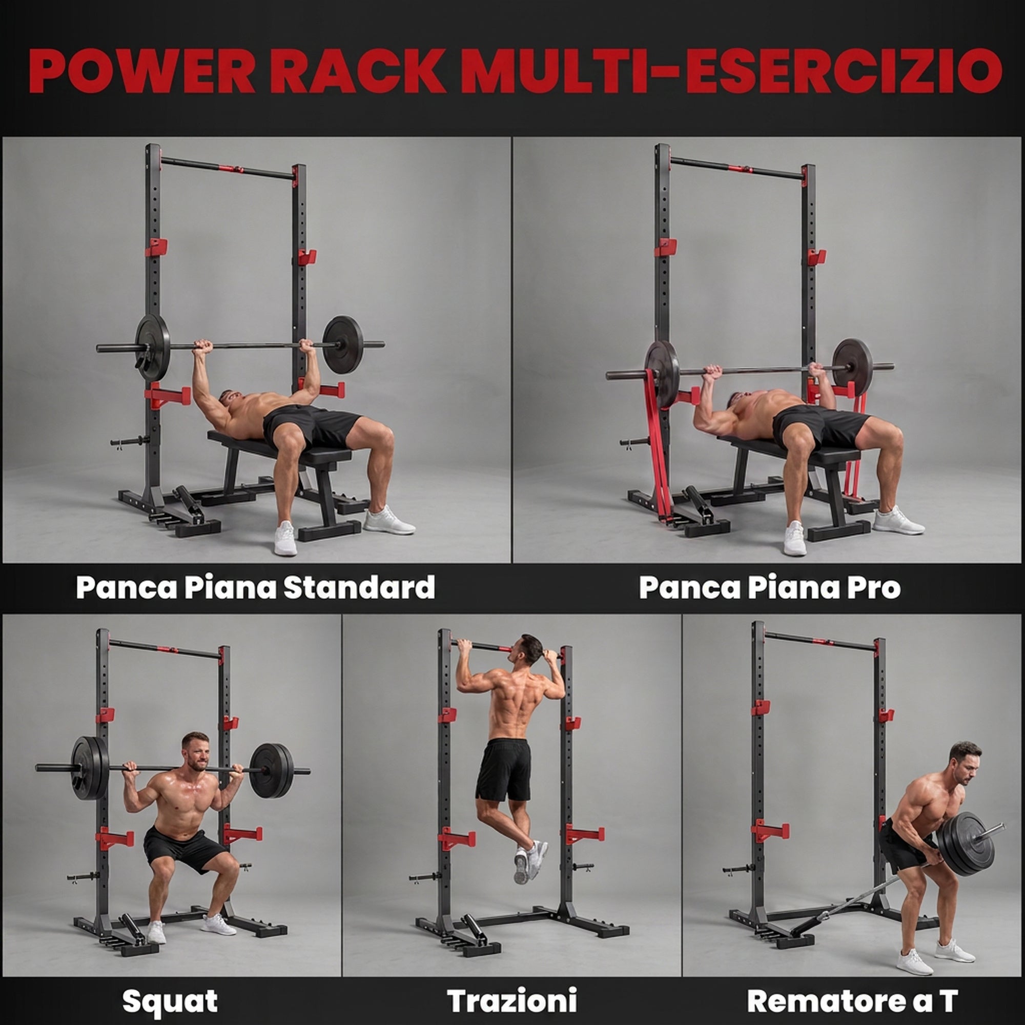 SPORTNOW Power Cage Rack Squat 500 kg con Barra Trazioni e Larghezza ...