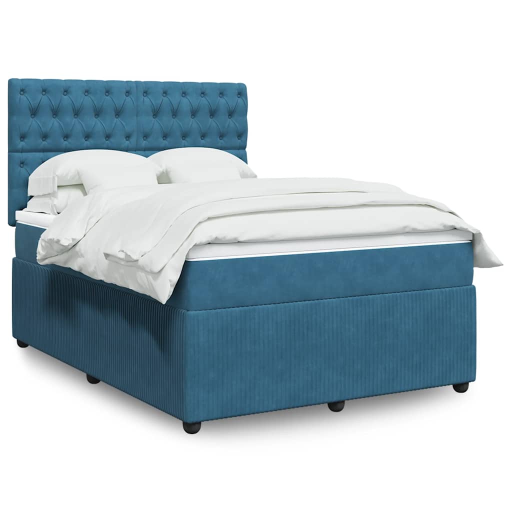 Cama box spring con colchón terciopelo azul 140x200 cm | Leroy Merlin