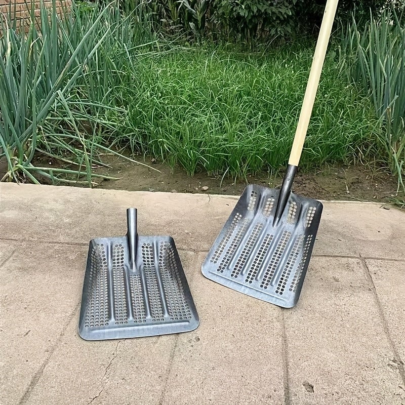 Pelle tamiseuse en acier au manganèse - Filtre à mailles robuste pour sable, roches et terre - Poignée ergonomique et construction durable - 3