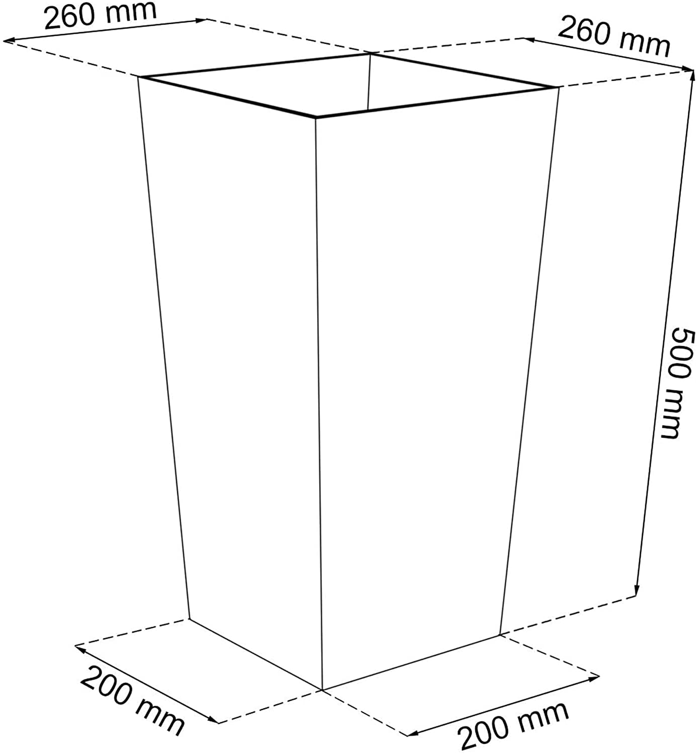 Pote de plástico antracite alto 26,6L - 50 x 26,5 x 26,5 cm com tanque - 4