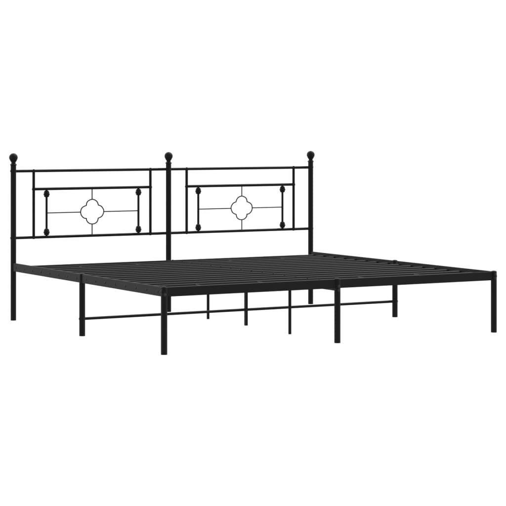 Estructura de cama de metal sin colchón con cabecero negro 193x203cm - 4