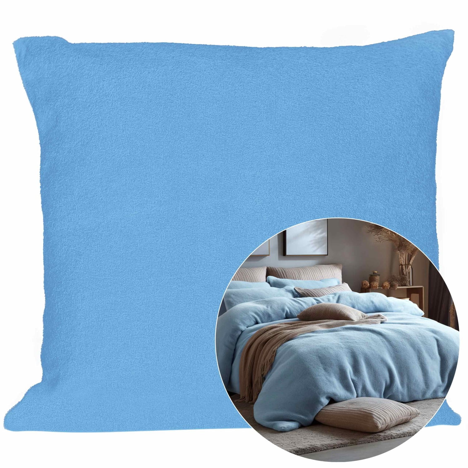 Poszewka frotte 40x40 kolor niebieski - Darymex