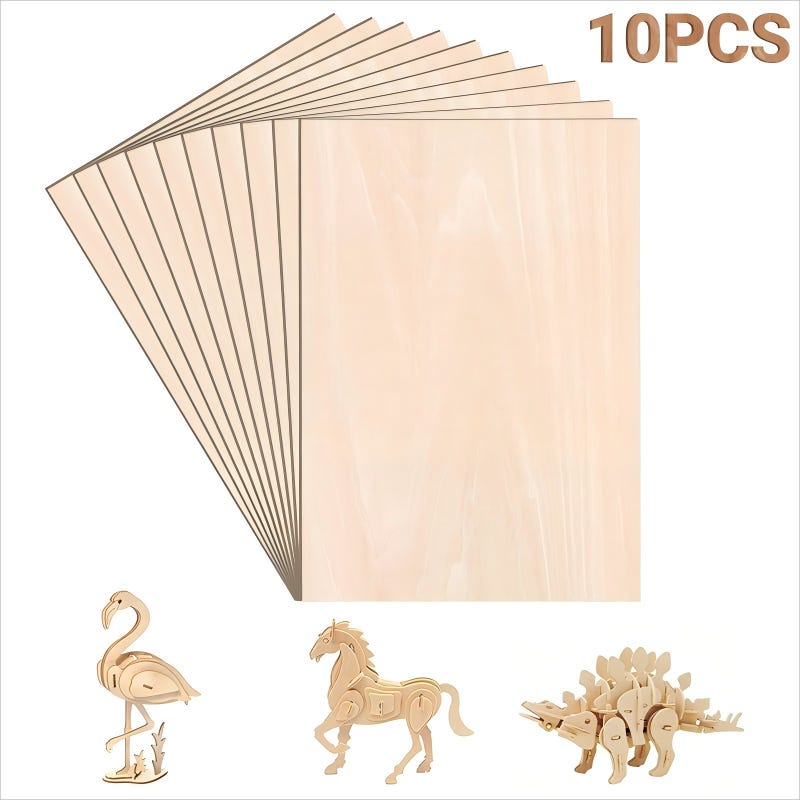 WISYOK 10pcs Contreplaqué 3mm, Planche Bois A4, Feuille de Bois WISYOK 10pcs Contreplaqué 3mm, Planche Bois A4, Feuille de Bois
