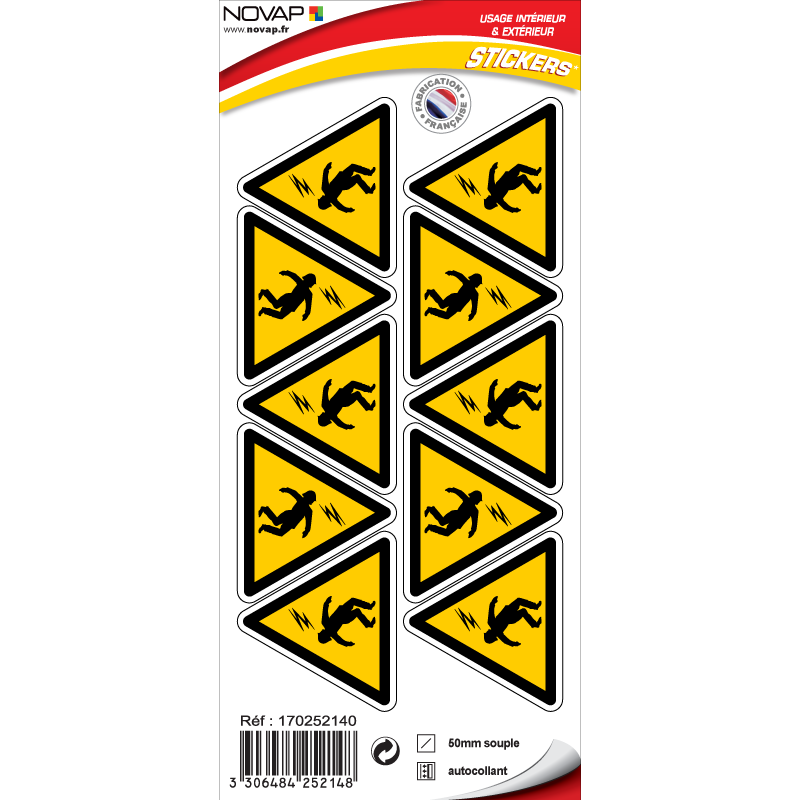 Planche 10 Stickers Triangle 50mm - Danger électrocution - 4252148 ...