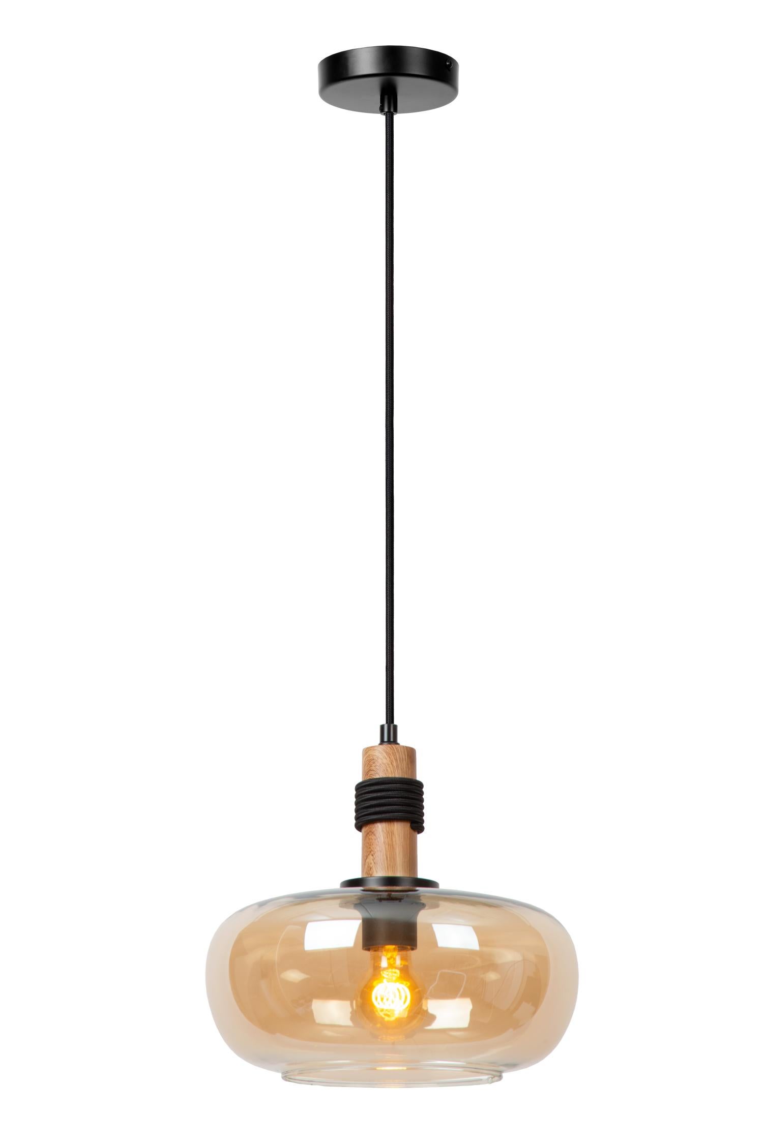 Lampa wisząca ILONA czarno-miodowy 1xE27x40W szkło wym:162x30x30cm IP20 Lucide