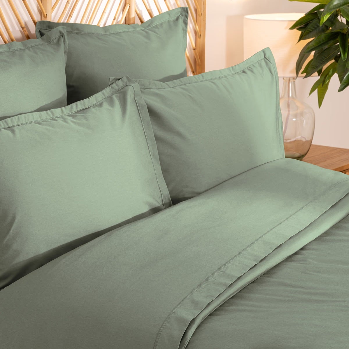 Taie d'oreiller percale de coton uni 63 x 63 cm Harmonie tilleul - 3