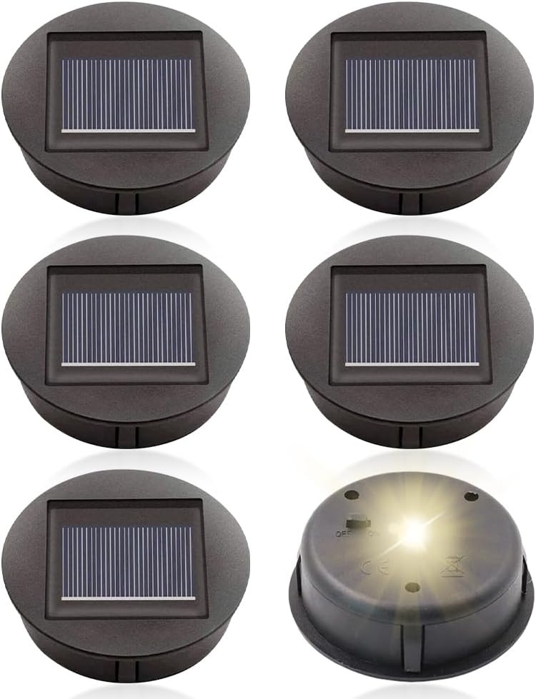 Glovios Lot De 2 Lampes Solaires De Rechange – Panneau LED 8 Cm Pour Lanterne Jardin Extérieure