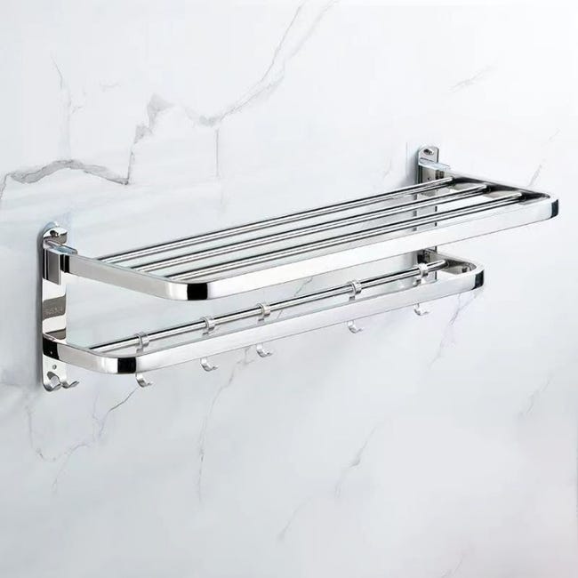 Porte - Serviettes De Toilette De 16 Pouces Avec Deux Supports Muraux De Porte Serviettes Finition En Acier Inoxydable Brossee Or 97059695