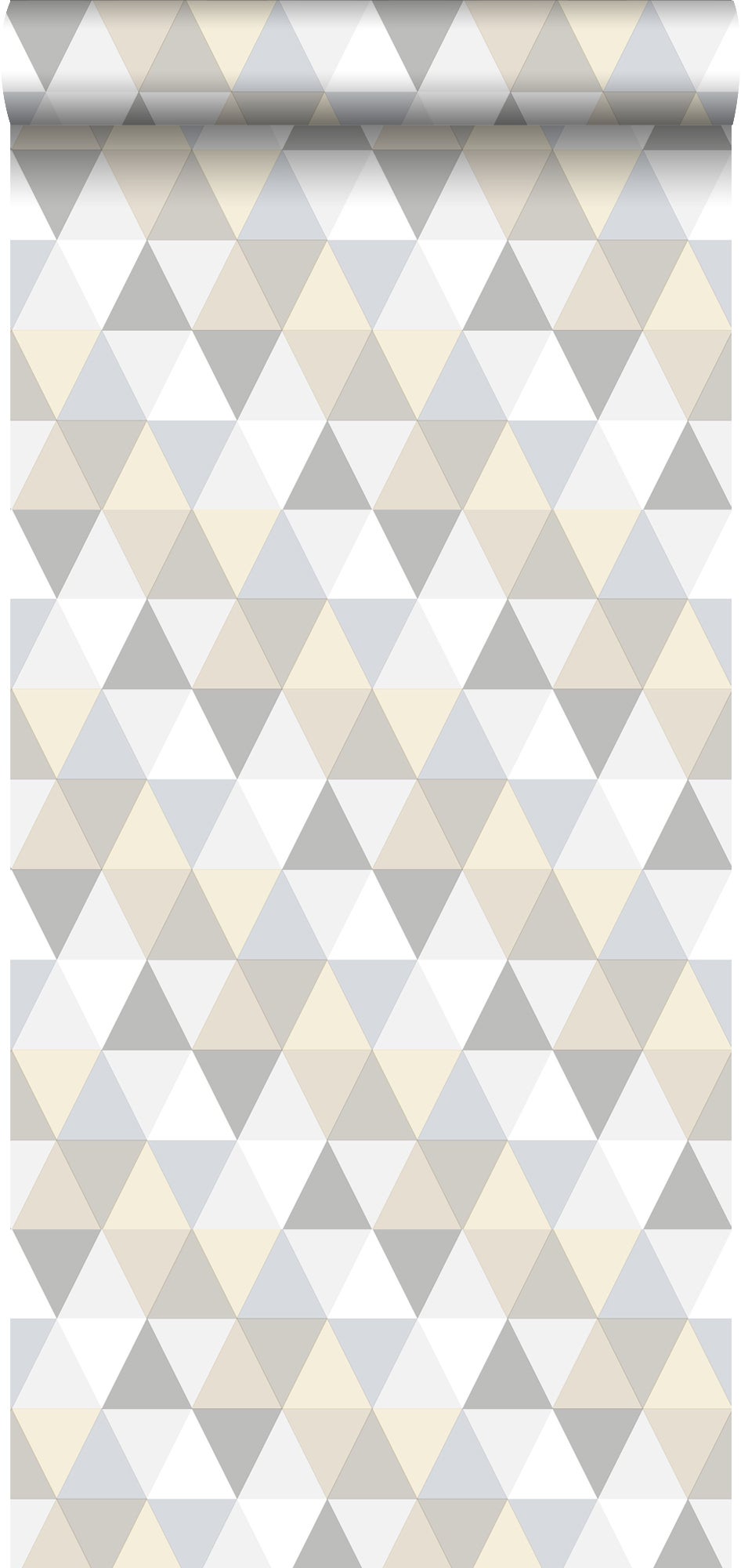 Tapeta trójkąty jasnoszarym,beżowymIbiałym - 53 cm x 10.05 m - ESTAHOME