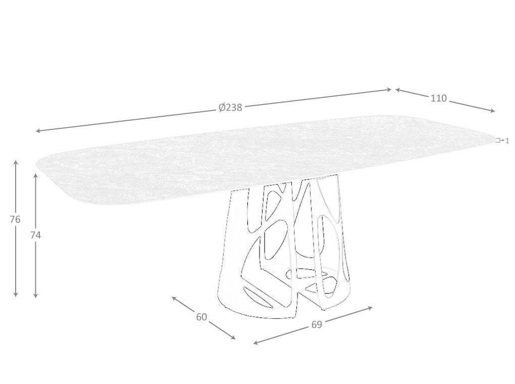 Mesa comedor ovalada barril mármol porcelánico y acero negro Ø238 x 110 x 76 cm - 5