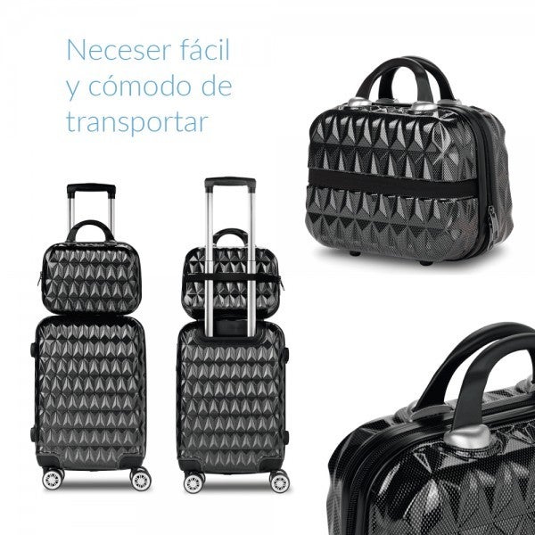 NEWTECK-Set de Valises 3 pièces Prisma Carbon (55/65cm) + Trousse de Toilette, ABS+Polycarbonate, fermeture TSA intégrée Gris - 7