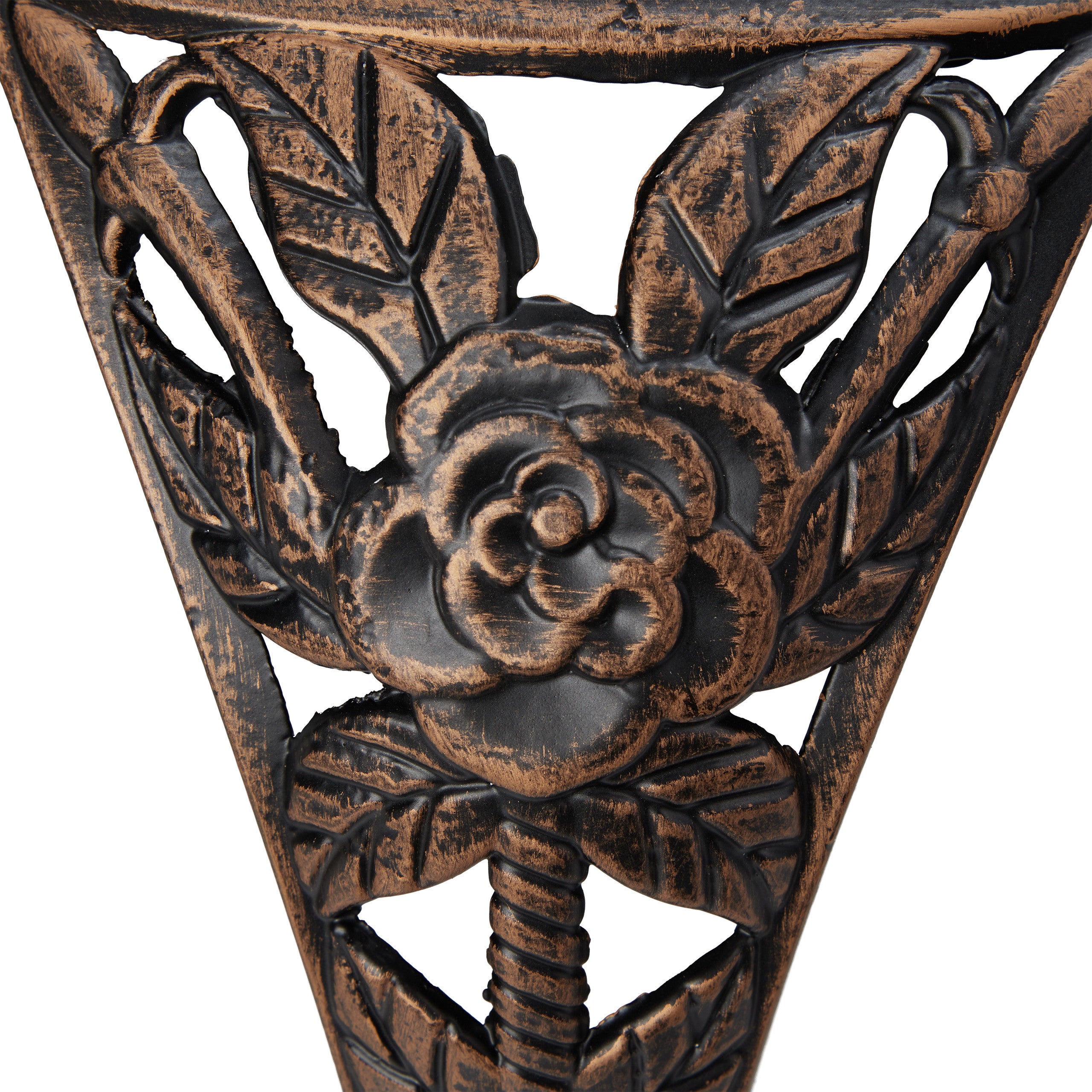 Banc de jardin, roses, terrasse,balcon, aluminium et fonte, antique, 56 x 98 x 55,5 cm, noir - bronze, Relaxdays - 8