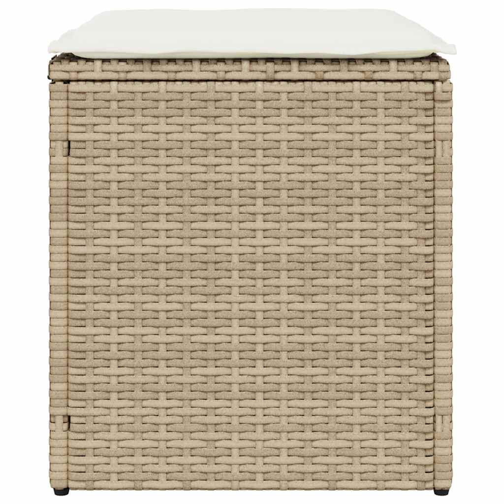Tabourets de jardin avec coussins lot de 2 beige résine tressée vidaXL - 7