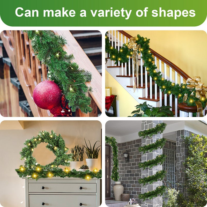 Ghirlanda di Natale Ghirlanda di abete Decorazione natalizia per interni ed esterni Ghirlanda artistica 5m 100 LED - 4