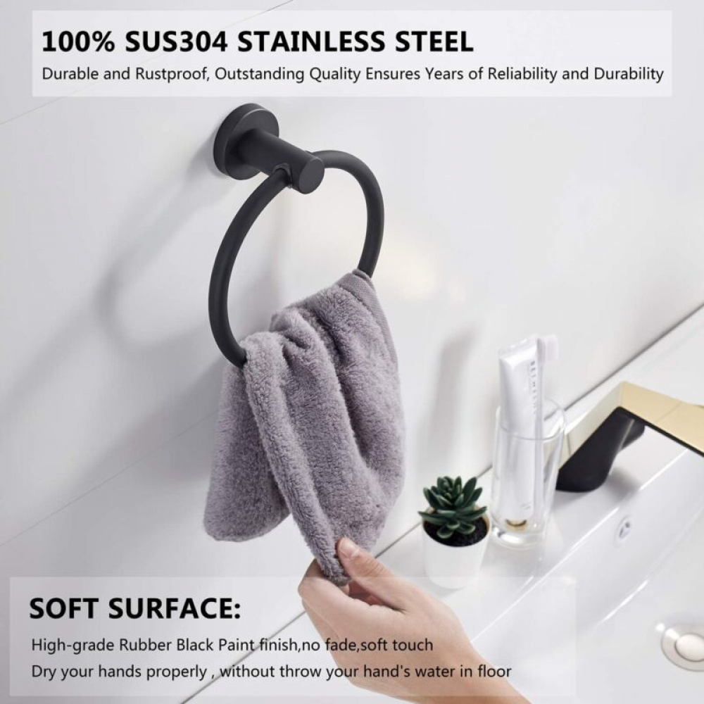 DIYZON Anello Per Asciugamani, Accessori Per il Bagno, Anello Per Asciugamani in Acciaio Inossidabile 304, Gancio Per Asciugamani Contemporaneo (Cromatura