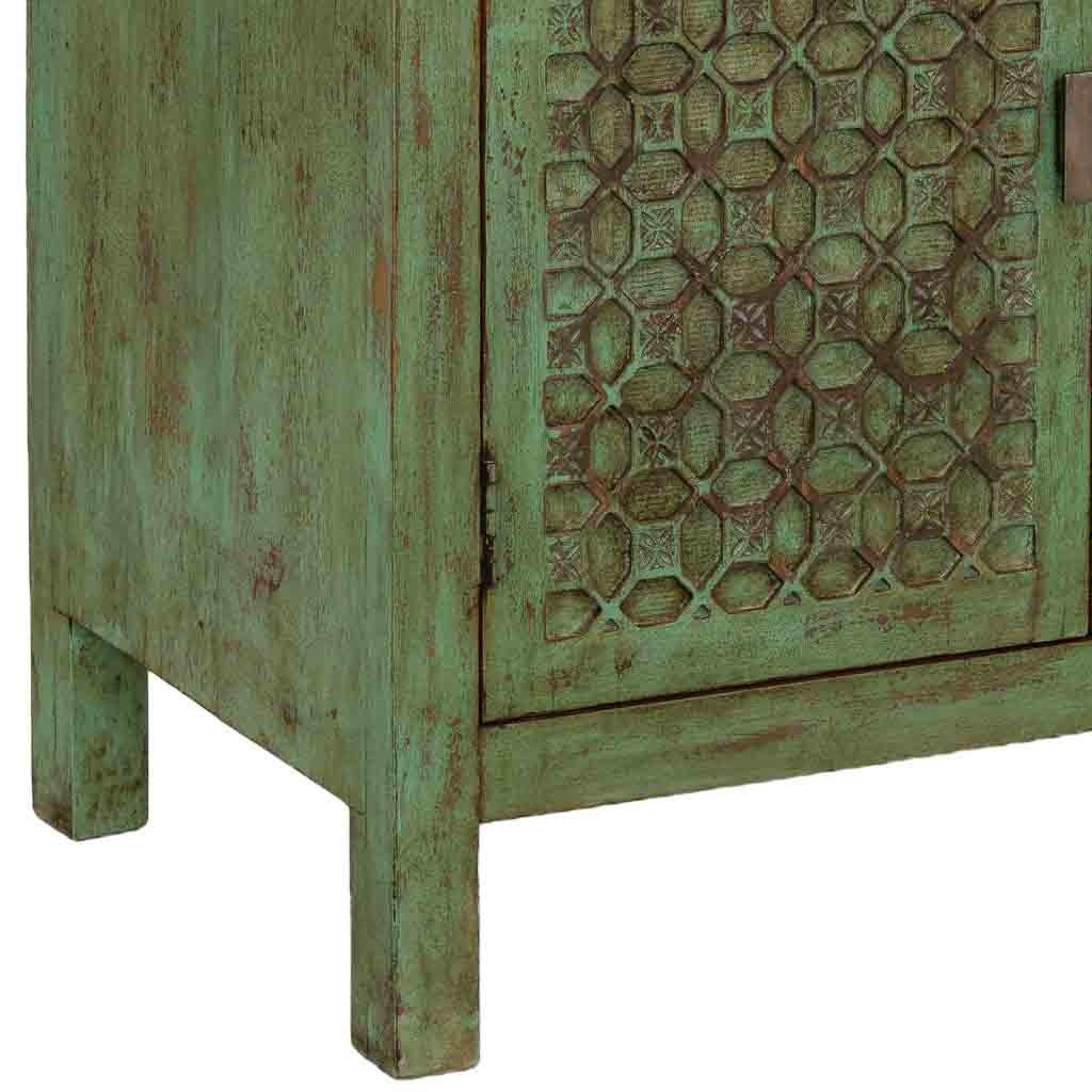 Vetrina in legno verde fatta a mano 85x40x180h cm - 9